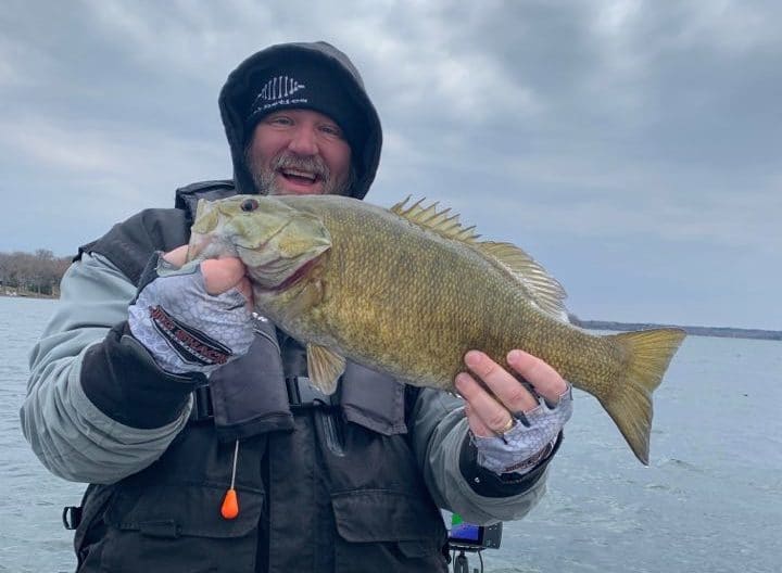 2ice out 4 lb 51 oz smallmouth on a blade bait